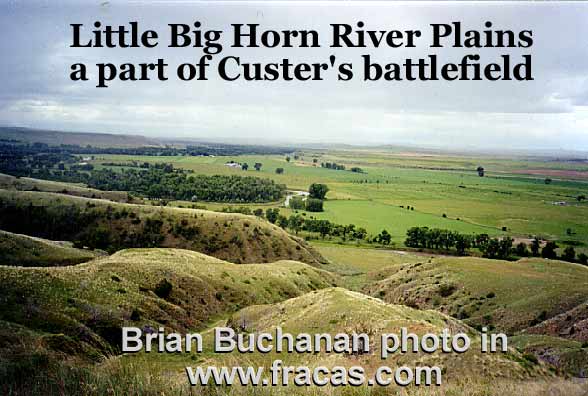 view of Little Big Horn river - hills and plain where parts of multiday battle took place