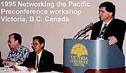 Stan Skrzeszewski addresses group, attendees from PNG and Mexico to his left